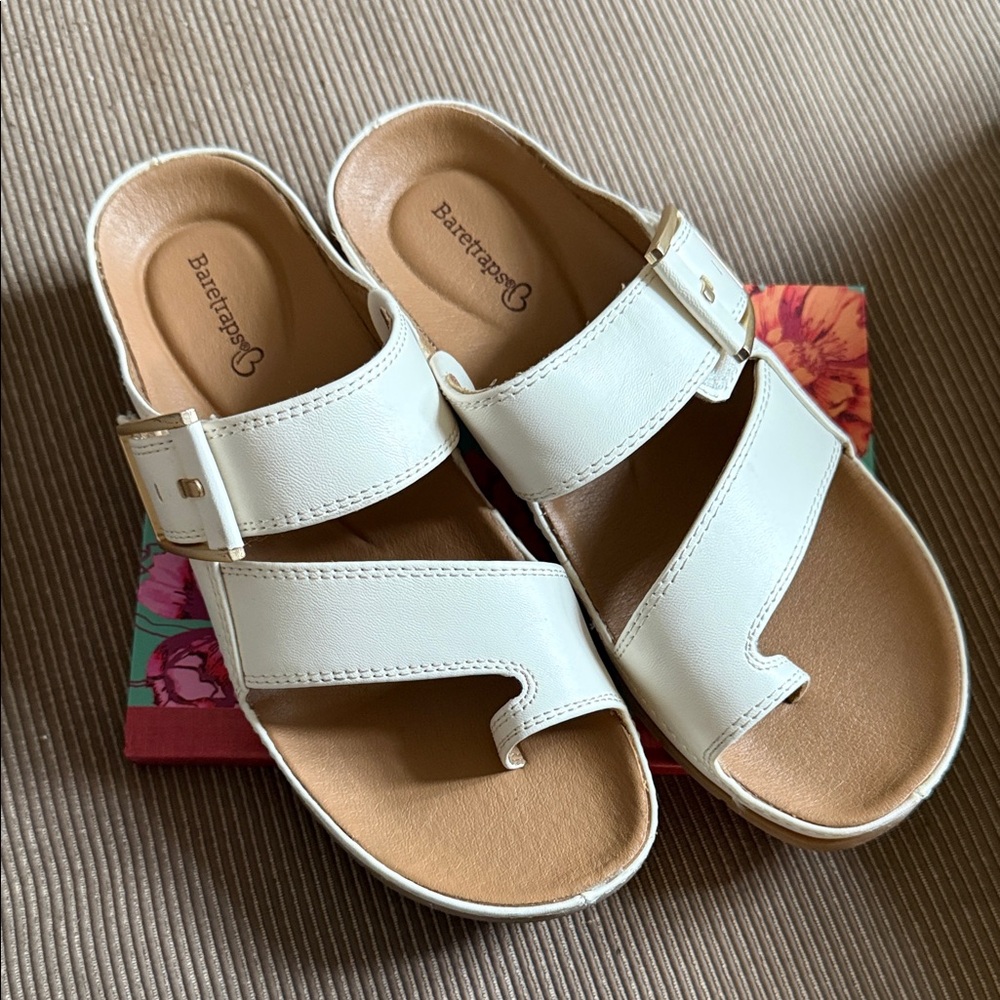 BareTraps Cream Double-Strap Sandals